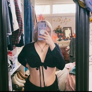 Black Tie Front Crop Top